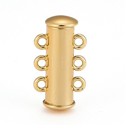 3-Strands 6-Holes Tube Brass Magnetic Slide Lock Clasps KK-D473-G-NF-1