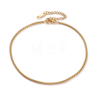 Vacuum Plating 304 Stainless Steel Box Chain Anklets AJEW-AN00369-1