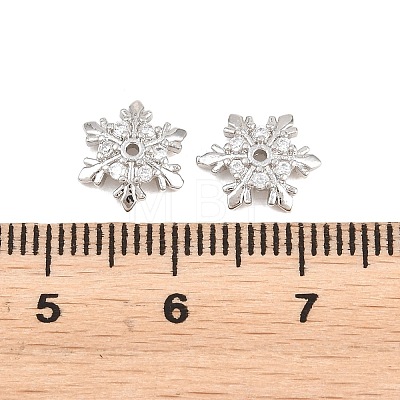 Christmas Brass Clear Cubic Zirconia Beads KK-B186-03P-1