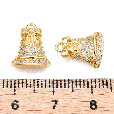 Christmas Theme Brass Pave Clear Cubic Zirconia Pendants KK-T073-04G-1