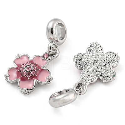 Rack Plating Alloy Enamel Peach Blossom Flower European Dangle Charms FIND-B034-13P-1