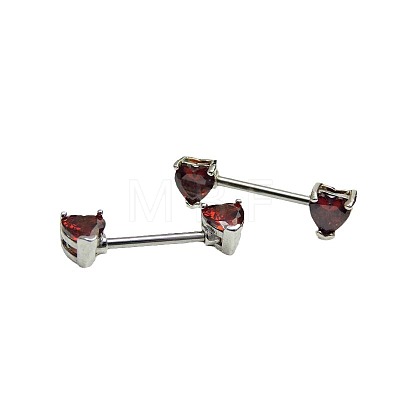 Heart Alloy Cubic Zirconia Nipple Barbell Rings WG1BFA6-04-1