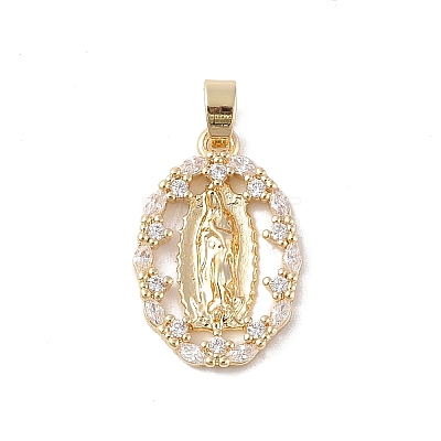 Brass Cubic Zirconia Pendants KK-Z050-19G-02-1