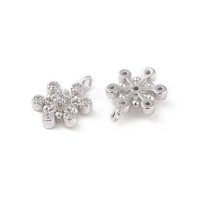 Rhodium Plated 925 Silver Pave Clear Cubic Zirconia Snowflake Charms STER-O006-03P-1