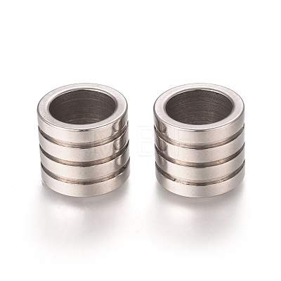 Tarnish Resistant 201 Stainless Steel Grooved Beads STAS-L238-009B-P-1