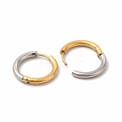 Two Tone 304 Stainless Steel Huggie Hoop Earrings for Women EJEW-C011-07C-1