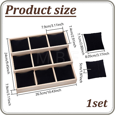 3-Tier 9 Grids Wood Bracelet Display Stands BDIS-WH0003-33B-1