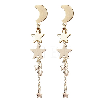 Moon & Star 304 Stainless Steel Dangle Stud Earrings EJEW-TA00504-1