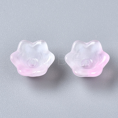 Transparent Two Tone Spray Painted Glass Beads GLAA-Q089-002B-008-1