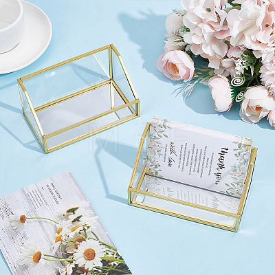 2Pcs Glass Business Card Box ODIS-GO0001-26-1