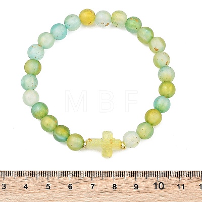 Frosted Acrylic Beads Stretch Bracelets for Women Men BJEW-JB13591-1