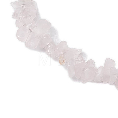 Natural Rose Quartz Chip & Round Pearl Shell Stretch Bracelets for Women BJEW-JB10552-02-1