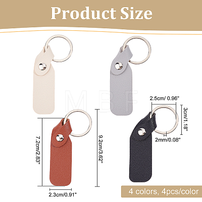 16Pcs 4 Colors PU Leather Keychain KEYC-BC0001-11-1