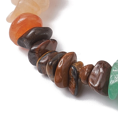 Chakra Natural Obsidian & Amethyst & Lapis Lazuli & Green Aventurine & Tiger Eye & Red Aventurine & Red Jasper BJEW-JB10777-01-1