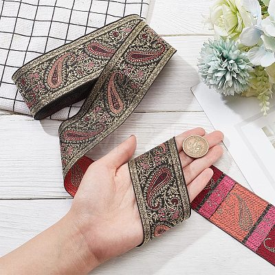 Ethnic Embroidery Polyester Flat Ribbons OCOR-WH0060-39A-1