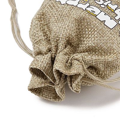 Christmas Printed Burlap Packing Pouches Drawstring Bags ABAG-Q053-02A-03-1