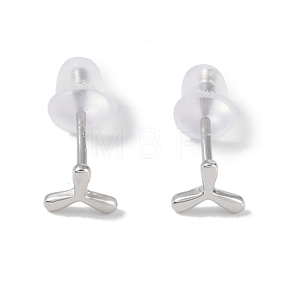 Anti-Tarnish Rhodium Plated Windmill 999 Fine Silver Stud Earrings for Women EJEW-S215-10P-1