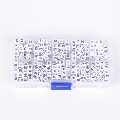 1 Box Acrylic Horizontal Hole Letter Beads SACR-X0011-B-1