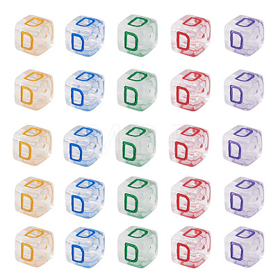 50Pcs Acrylic European Beads MACR-TADJ0001-13D-1