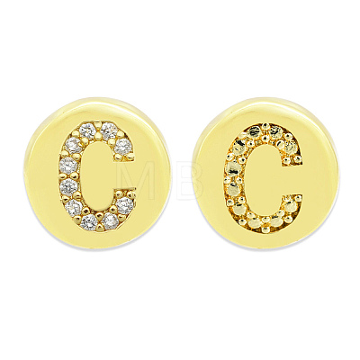 Brass Micro Pave Clear Cubic Zirconia Beads KK-T030-LA843-CX3-1