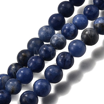 Natural Sodalite Round Bead Strands G-P072-27-4mm-1