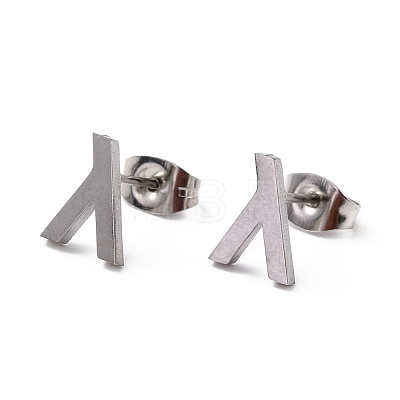 Tarnish Resistant 304 Stainless Steel Greek Alphabet Stud Earrings STAS-D007-07P-11-1