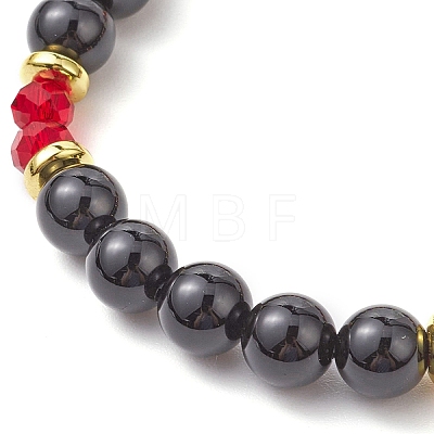 Natural Amethyst and Natural Black Onyx Stretch Bracelets BJEW-JB11113-1