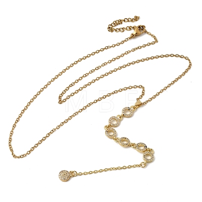 Brass Micro Pave Clear Cubic Zirconia Geometric Pendant Y Tassel Necklaces NJEW-P350-01B-G-1