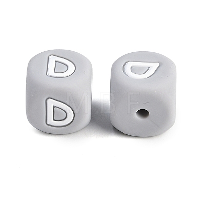 20Pcs Grey Cube Letter Silicone Beads 12x12x12mm Square Dice Alphabet Beads with 2mm Hole Spacer Loose Letter Beads for Bracelet Necklace Jewelry Making JX436D-1
