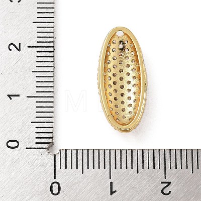 Rack Plating Brass Micro Pave Clear Cubic Zirconia Oval Connector Charms KK-A234-016G-1