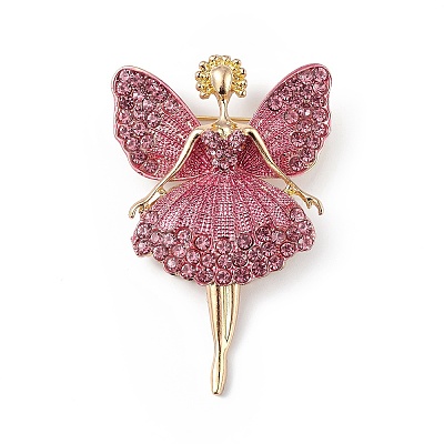 Butterfly Dancer Enamel Pin with Rhinestone JEWB-P016-01G-02-1