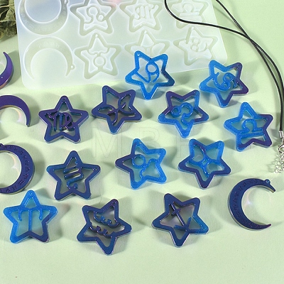 Twelve Constellations Moon & Star Pendants Silicone Molds DIY-G073-03-1