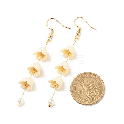 Acrylic Flower with Plastic Pearl Long Dangle Earrings EJEW-JE04941-05-1