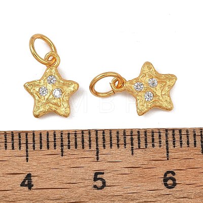 Brass Micro Pave Clear Cubic Zirconia Charms KK-F941-31C-G-1