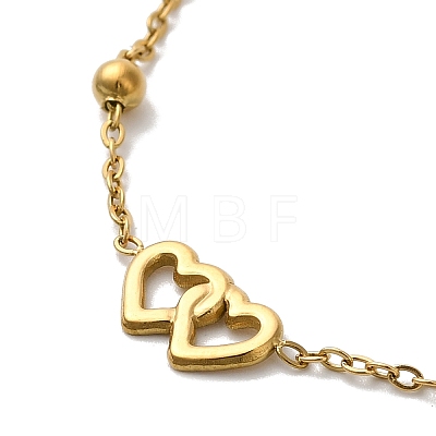 Titanium Steel Double Heart Link Chain Necklaces for Women NJEW-G145-03G-1