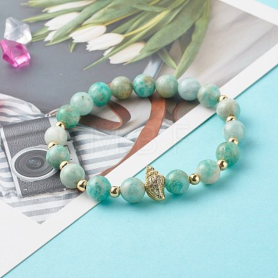 Natural Amazonite Stretch Bracelets BJEW-PH02048-1
