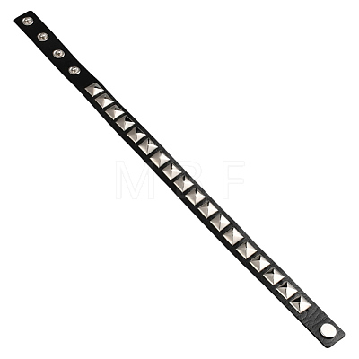Punk-style Alloy Square Shaped Rivet Imitation Leather Chocker Necklaces NJEW-CL0001-28-1