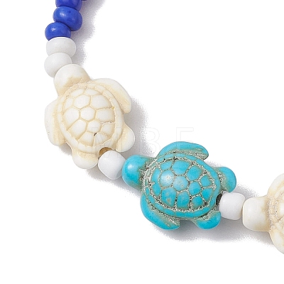 Summer Beach Turtle Synthetic Turquoise & Pearl Bracelet Sets BJEW-JB10347-02-1