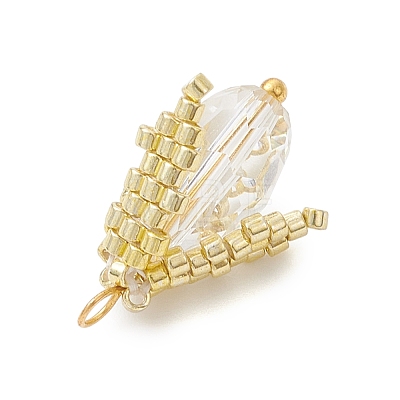 Glass Seed Beaded Bud Pendants PALLOY-MZ01096-01-1
