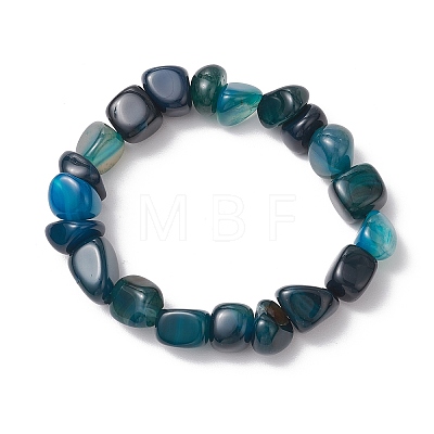 Natural Agate Nuggets Beaded Stretch Bracelets for Men Women BJEW-JB11957-01-1