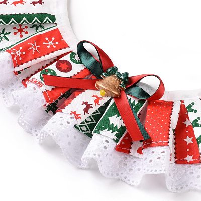 Cloth Pet's Christmas Lace Bandanas AJEW-D051-06A-1