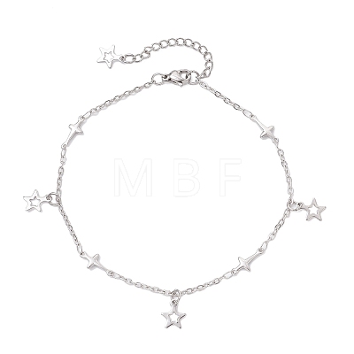 304 Stainless Steel Cross Link Chain Anklets AJEW-AN00739-03-1