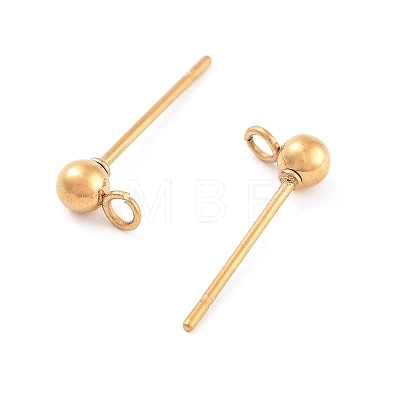 Ion Plating(IP) 304 Stainless Steel Ball Post Stud Earring Findings STAS-E163-44G-1