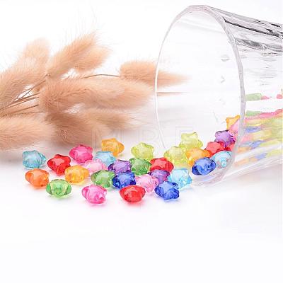 Transparent Mixed Color Acrylic Star Beads X-TACR-S091-12mm-M-1