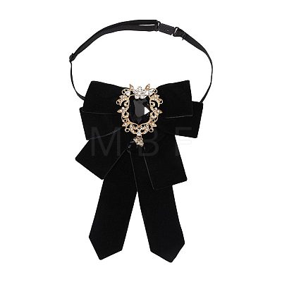 Polyester Bow Tie with Alloy Glass Brooch AJEW-WH0481-784A-1
