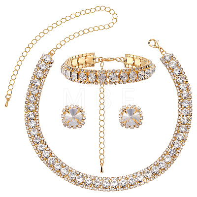 1 Bag Alloy Rhinestone Jewelry Sets SJEW-UN0001-27G-1
