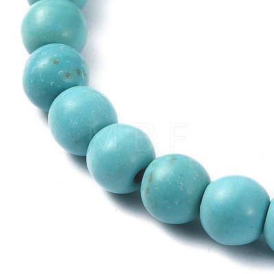 Synthetic Turquoise Round Beaded Stretch Bracelets BJEW-JB09881-08-1