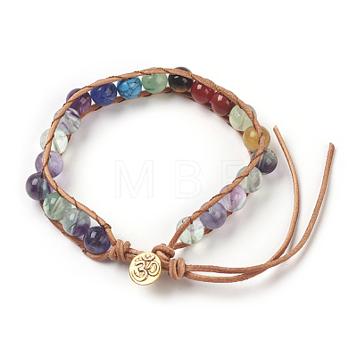 Natural Fluorite Cord Beaded Bracelets BJEW-E351-02B-1