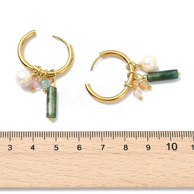 Natural Gemstone and Freshwater Pearl Dangle Earrings EJEW-JE07170-1
