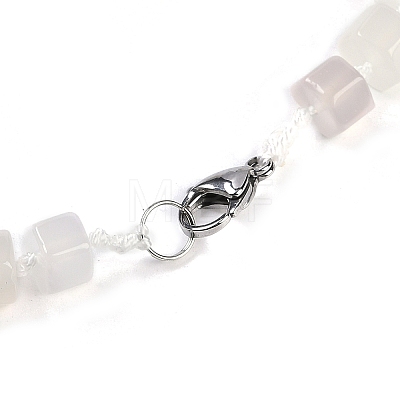 Natural White Agate Hexagon Prism Graduated Beaded Necklaces for Women Men NJEW-K388-03S-1